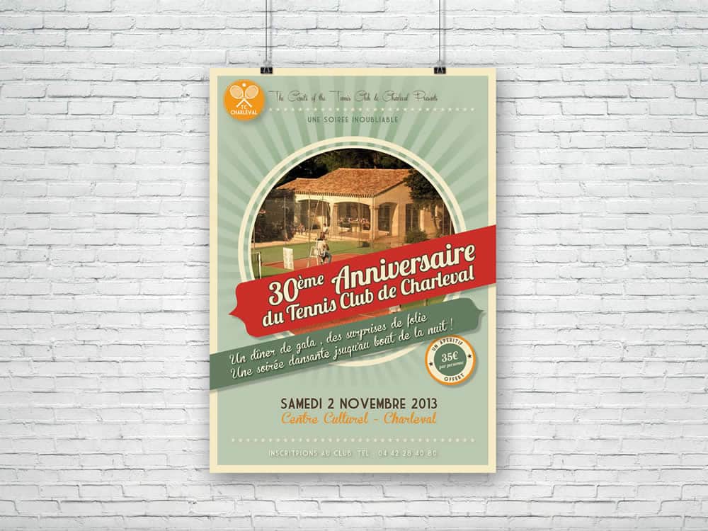 Affiche 30 ans du Tennis Club de Charleval