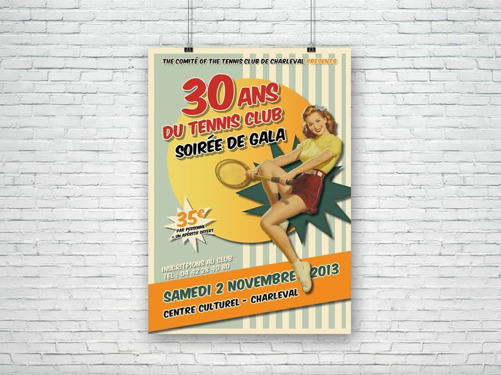 Affiche 30 ans du Tennis Club de Charleval