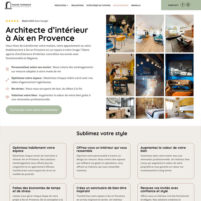 webdesign, landing page maxime ferrandin