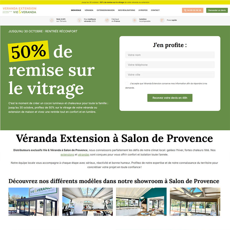 webdesign, landing page veranda extension