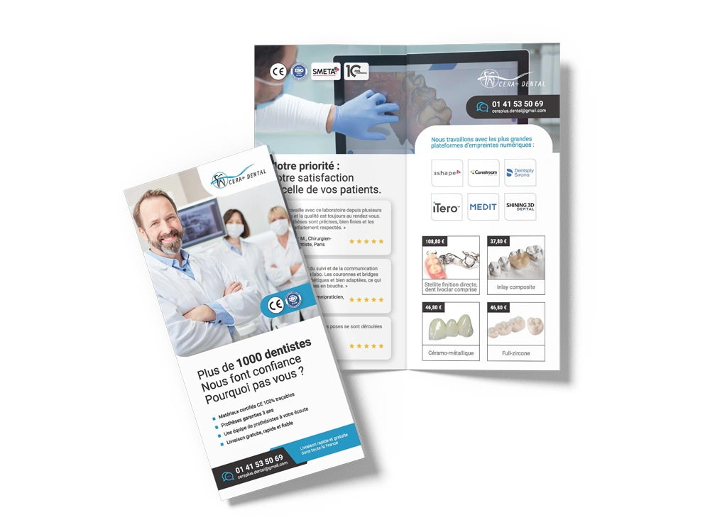 création d'un dépliant pour une campagne promotionnelle pour Cera + Dental