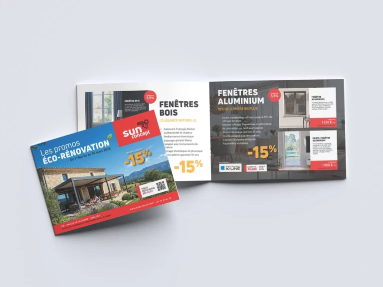 création d'une brochure d'offre promotionnelles pour Sun Concept